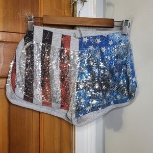 If-Se Vegas Sequined USA Flag Jogger Shorts